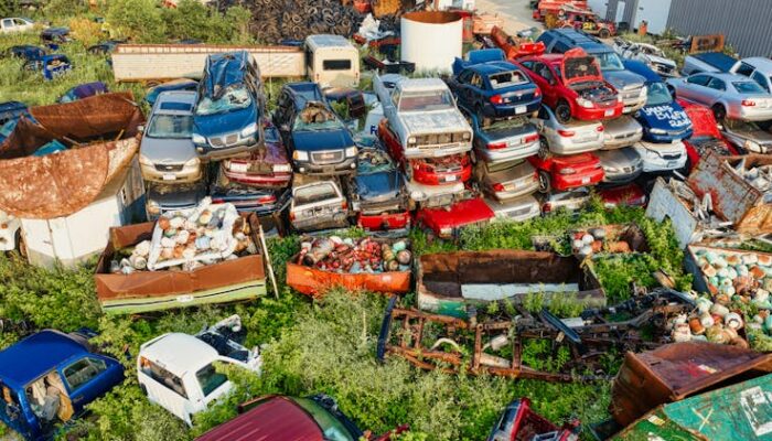 Aerial photograph of a recycling yard filled with old cars and parts, Saint Charles, Minnesota. - Photo by Tom Fisk on Pexels