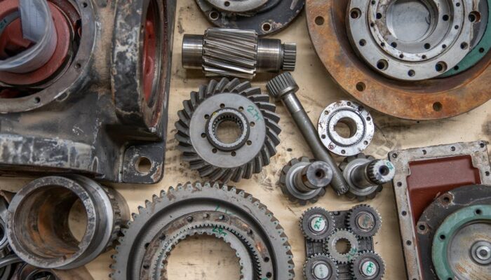 Detailed shot of industrial gears and mechanical parts in a workshop setting. - Photo by Connor Lucock on Pexels